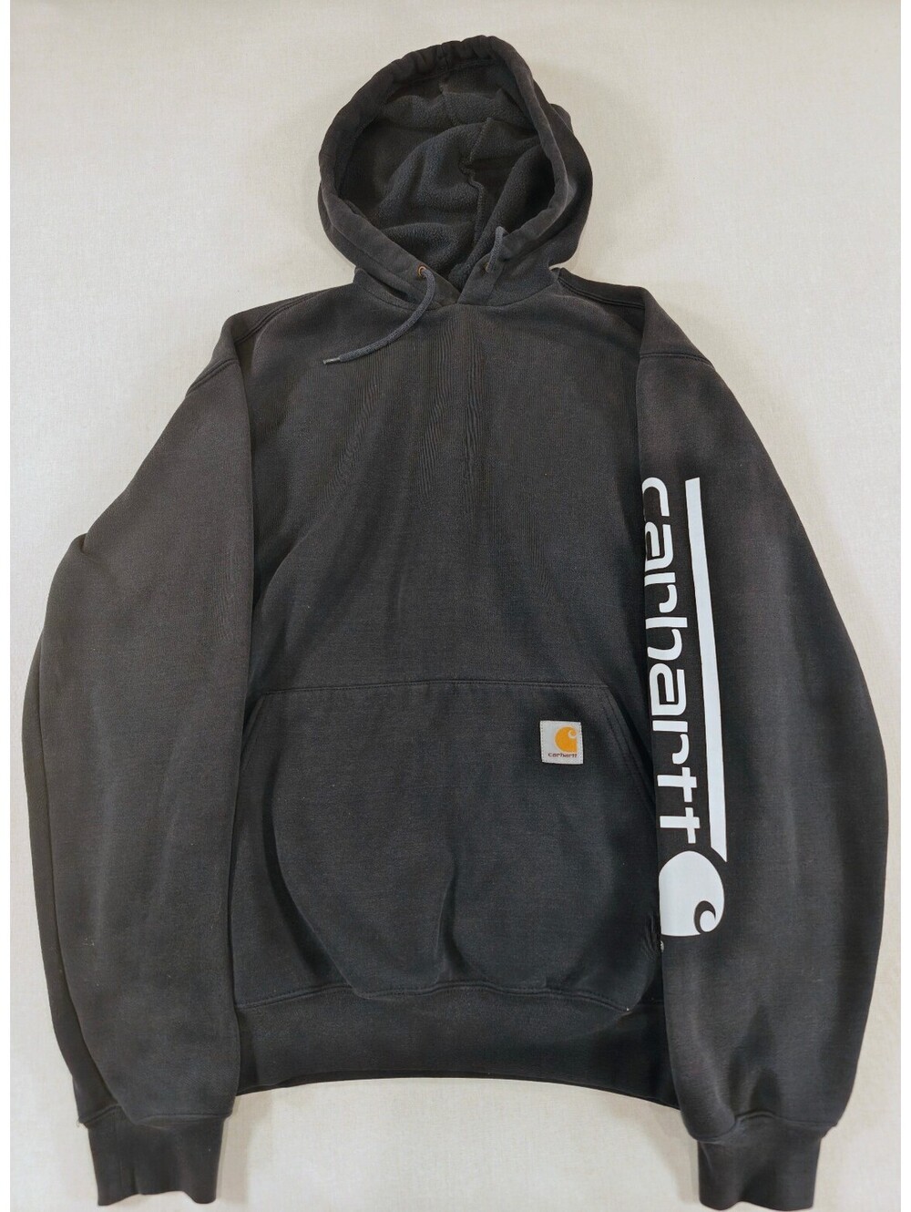 Carhartt Small Black Hoodie Sweatshirt with Sleeve Logo